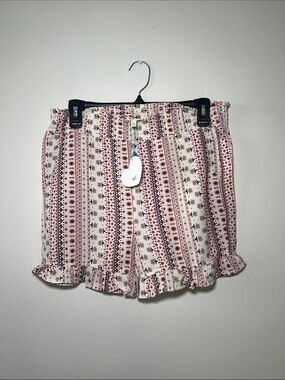 Hayden Girls Cream Printed Ruffle Hem Shorts